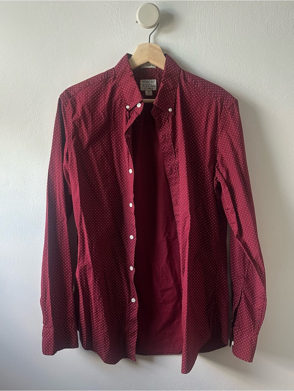 J. Crew Men's Burgundy Dot Button-Up Shirt